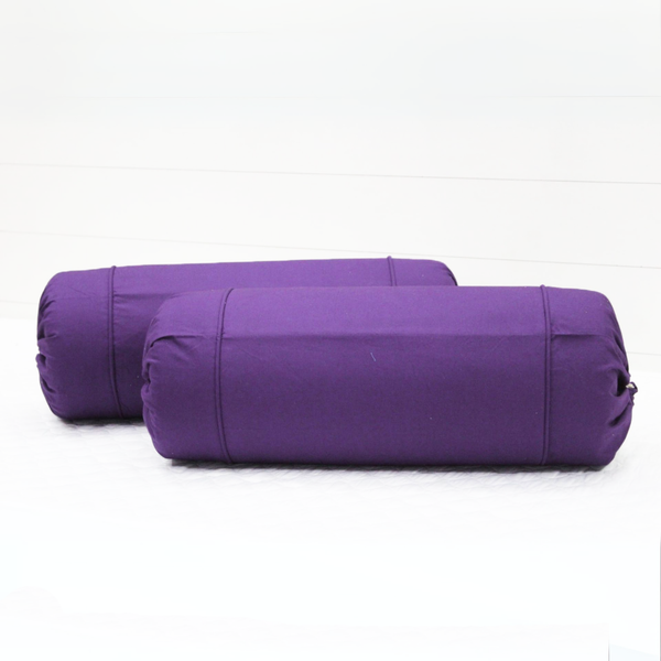 Plain Cotton 2 Pcs Bolster Cover Set - Dark Purple