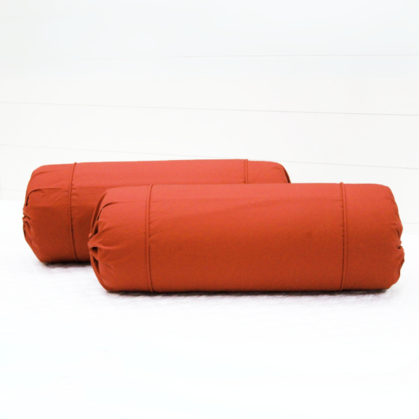 Plain Cotton 2 Pcs Bolster Cover Set - Rust