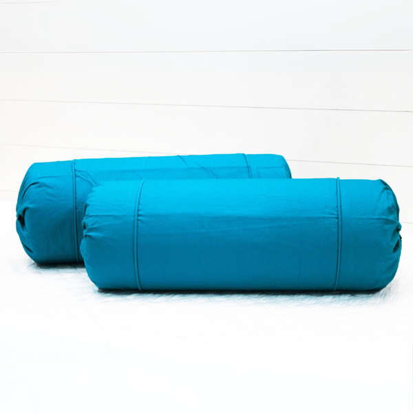 Plain Cotton 2 Pcs Bolster Cover Set - Blue