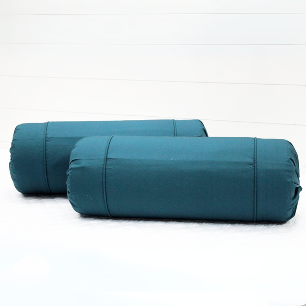 Plain Cotton 2 Pcs Bolster Cover Set - Peacock Blue