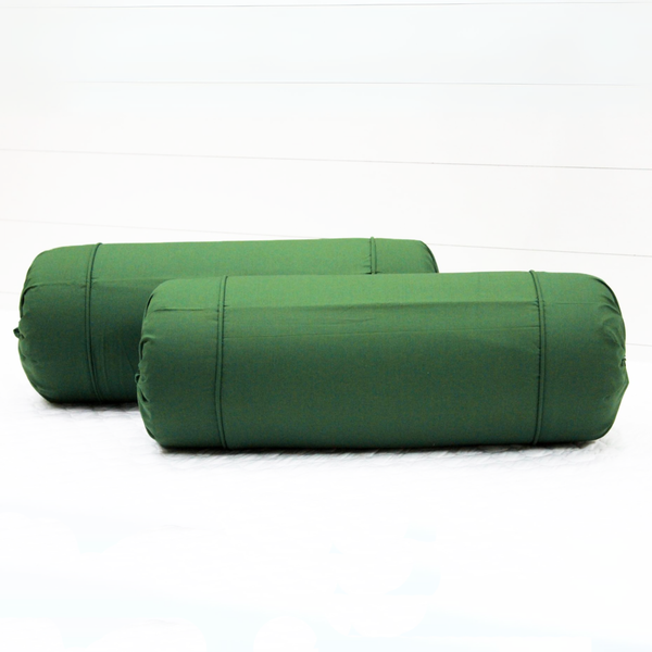 Plain Cotton 2 Pcs Bolster Cover Set - Bottle Green