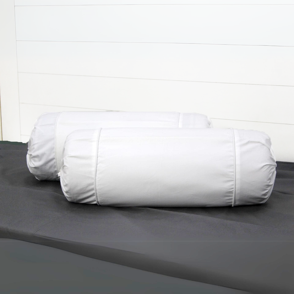 Plain Cotton 2 Pcs Bolster Cover Set - White