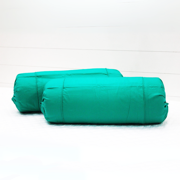 Plain Cotton 2 Pcs Bolster Cover Set - Aqua Green