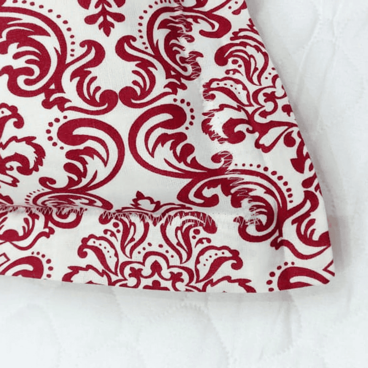 Soft Cotton Damask Print 144 TC Fitted Bedsheet In Maroon At Best Prices