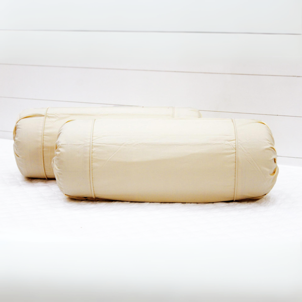 Plain Cotton 2 Pcs Bolster Cover Set - Beige