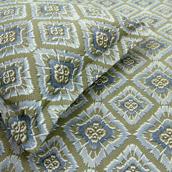 Printed Abstract Cotton 144 TC Fitted Bedsheet - Green