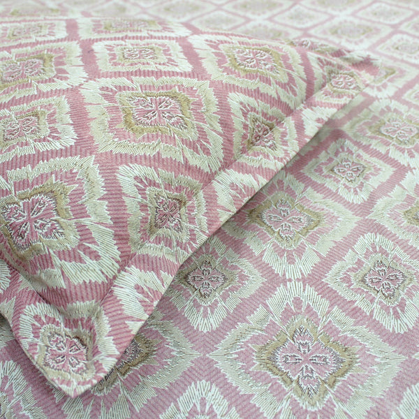 Printed Abstract Cotton 144 TC Fitted Bedsheet - Magenta