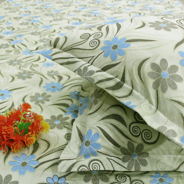 Printed Floral Cotton 144 TC Bedsheet - Green