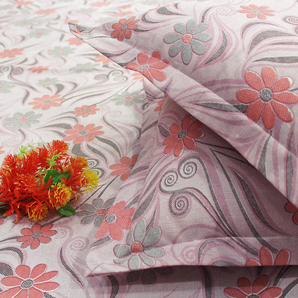 Printed Floral Cotton 144 TC Bedsheet - Magenta