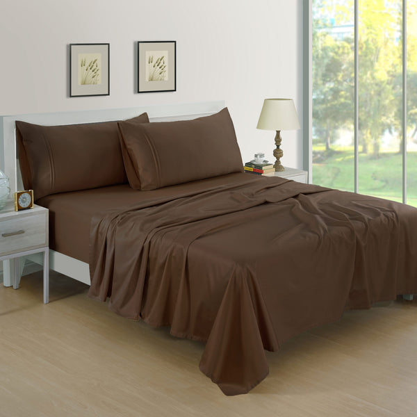 Plain Cotton Satin 400 TC Fitted Bedsheet - Coffee Brown