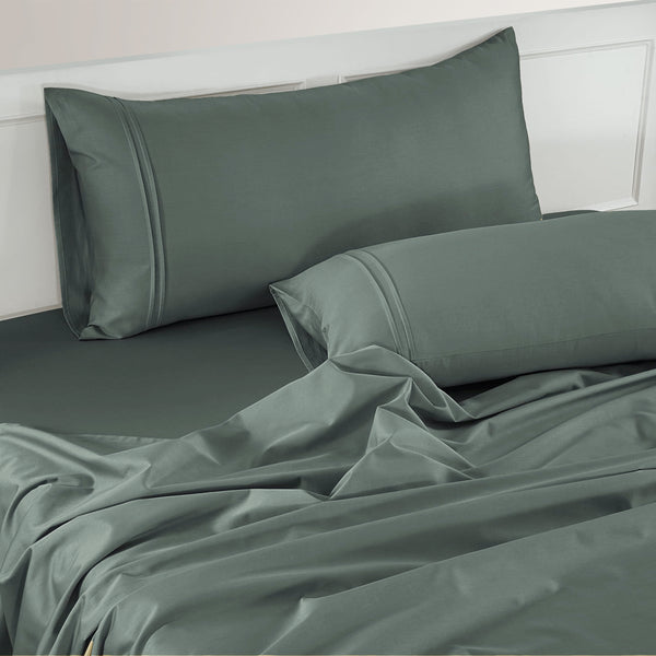 Plain 400 TC Cotton Satin Flat Bedsheet - Dark Grey