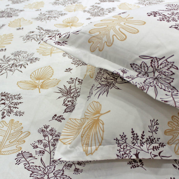 Printed Floral Cotton 250 TC Fitted Bedsheet - Brown