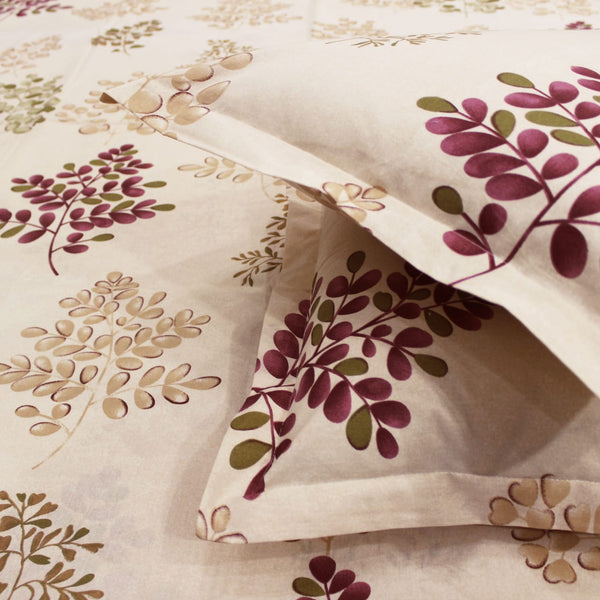 Printed Floral Cotton 250 TC Fitted Bedsheet - Burgundy