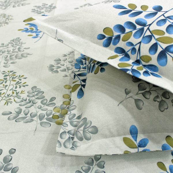 Printed Floral Cotton 250 TC Bedsheet - Grey