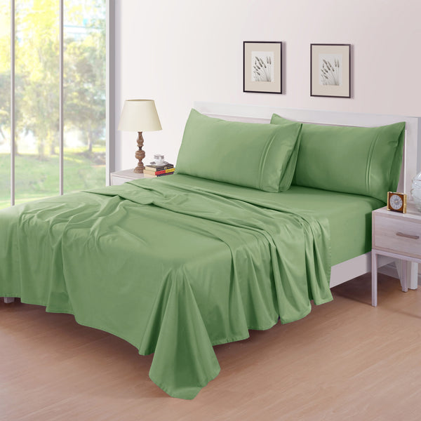 Plain 400 TC Cotton Satin Flat Bedsheet - Green