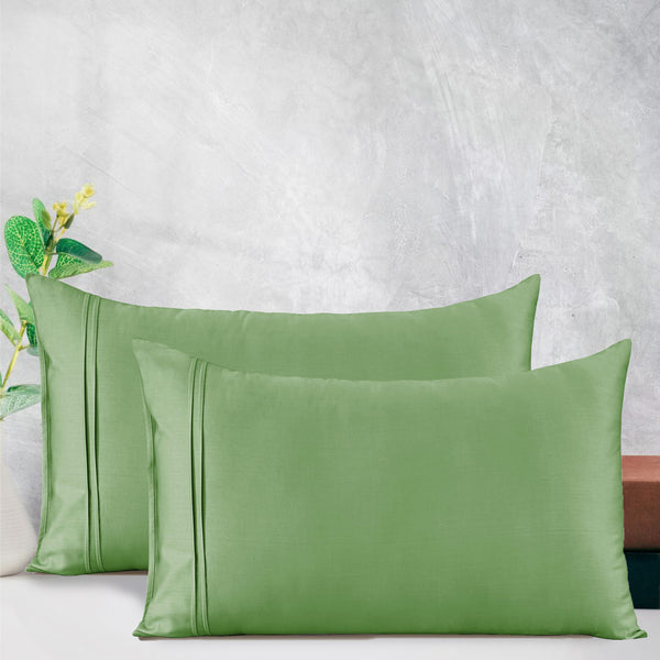 Cotton Satin 400 TC Designer Pillow Covers, Green