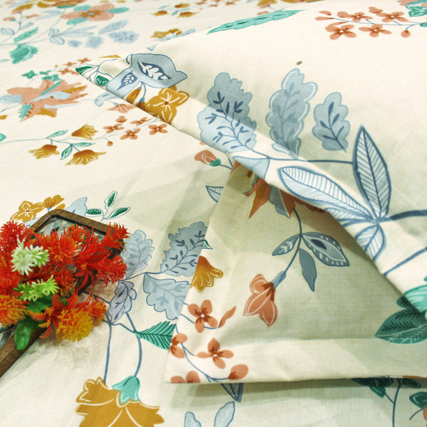 Floral 210 TC Fitted Bedsheet -  Multicolor