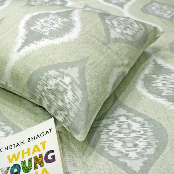 Printed Floral Cotton 300 TC Bedsheet - Green