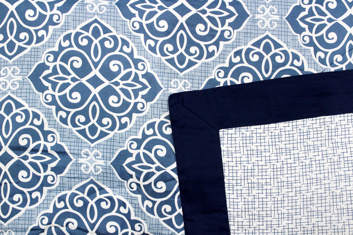 Elipses Modern Art Geometrical Print 300 TC Cotton Satin Dohar In Blue At Best Prices