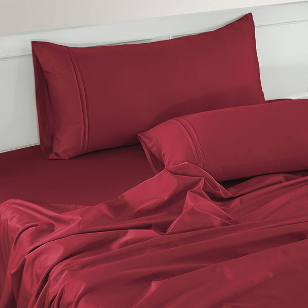 Plain 400 TC Cotton Satin Flat Bedsheet - Maroon