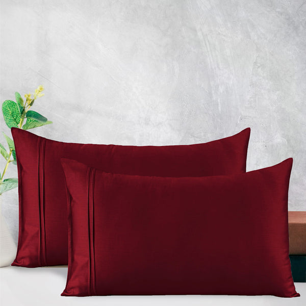 Cotton Satin 400 TC Designer Pillow Covers, Maroon