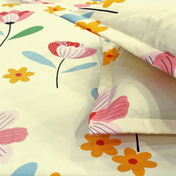 Floral 210 TC Fitted Bedsheet -  Multicolor