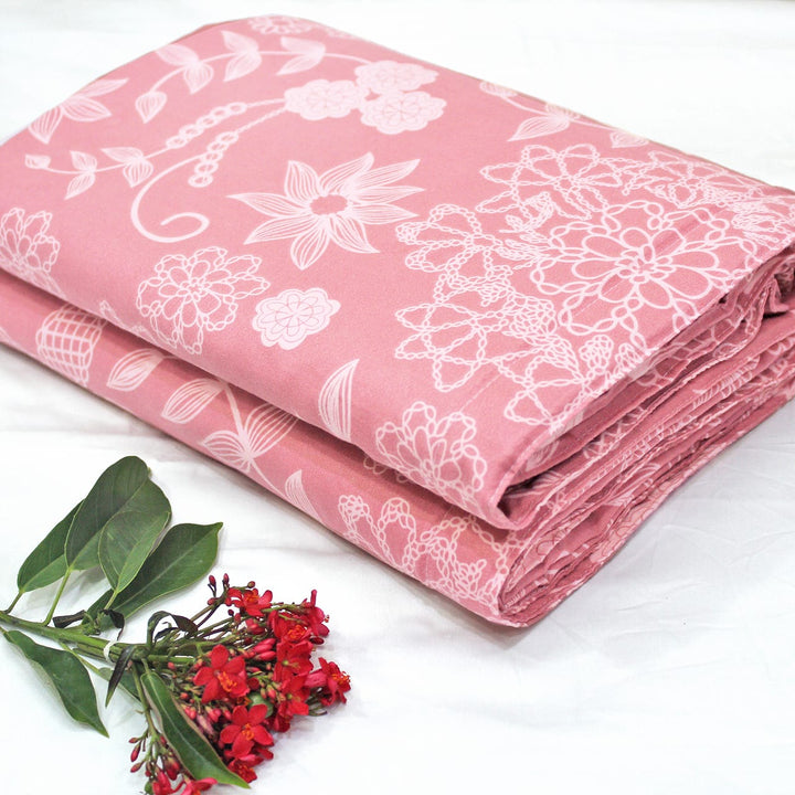 Best Microfiber Floral Print Reversible AC Dohar Blanket In Peach