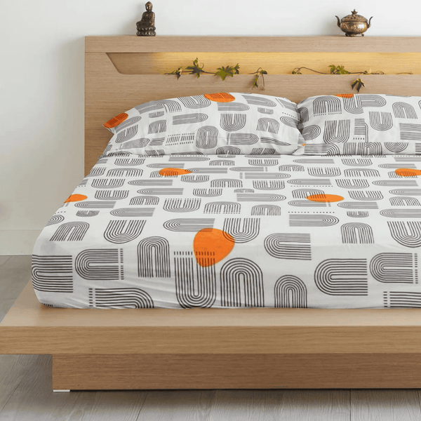 Abstract 210 TC Flat Bedsheet -  Grey