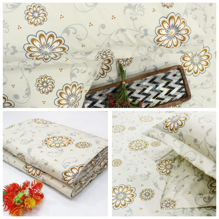 Beige Festive Collection Floral Dohar Bedsheet Set (4 Pc) online in India