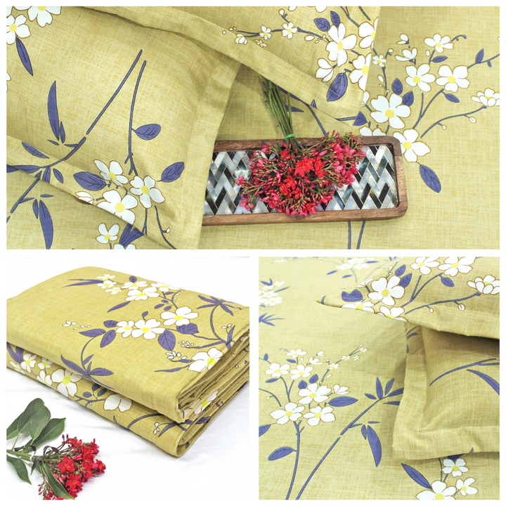 Green Festive Collection Floral Dohar Bedsheet Set (4 Pc) online in India