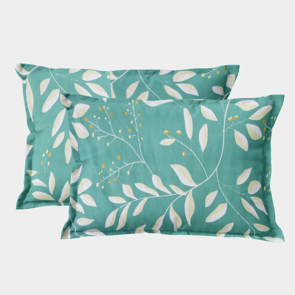 Soft Floral Print Pillow Cover Set In Green Online At Best prices(2 Pcs)