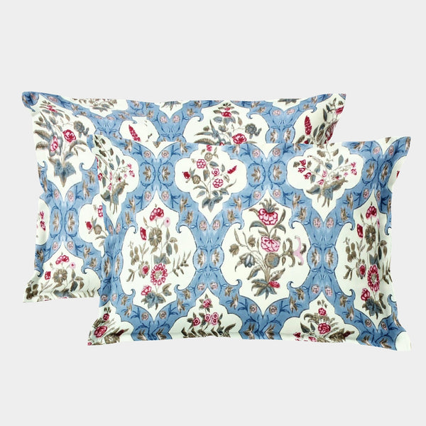 Soft Floral Print Pillow Cover Set In Blue Online At Best prices(2 Pcs)