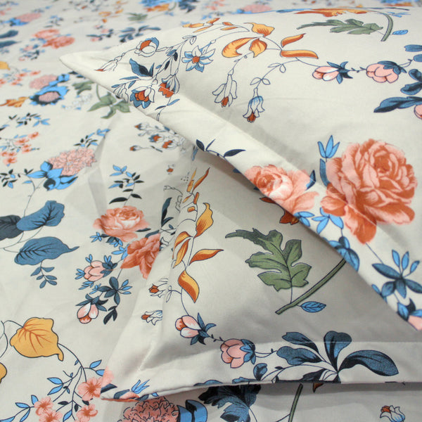 Floral 210 TC Fitted Bedsheet -  Multicolor