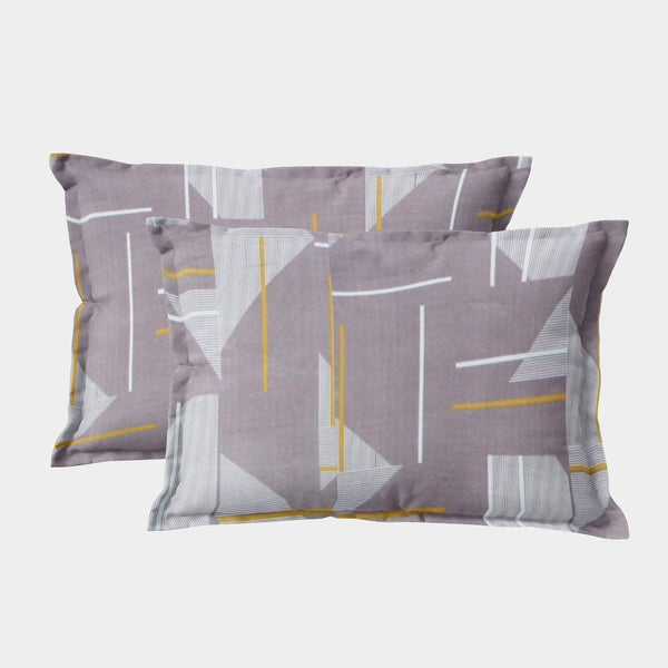 Printed Geometrical Set of 2 Pcs Pillow Cover - Brown