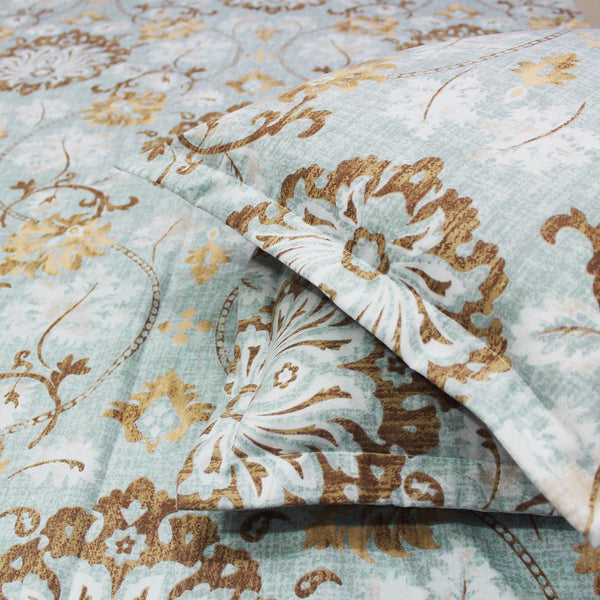 Floral 210 TC Fitted Bedsheet -  Blue