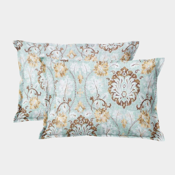 Printed Floral Set of 2 Pcs Pillow Cover - Blue