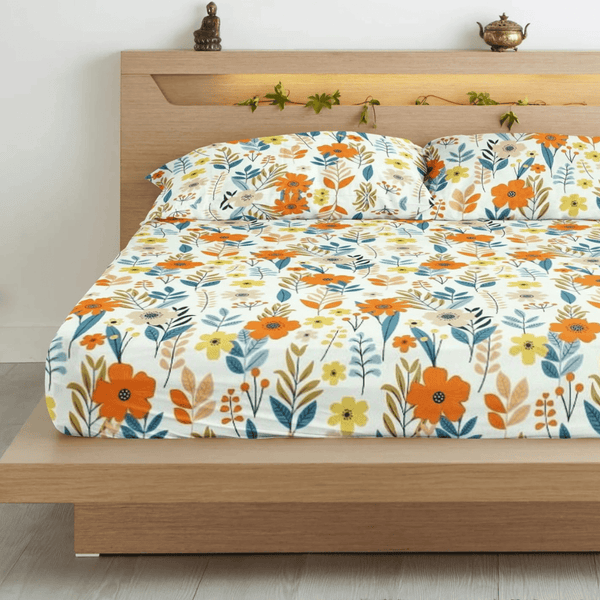 Floral 210 TC Flat Bedsheet -  Multicolor