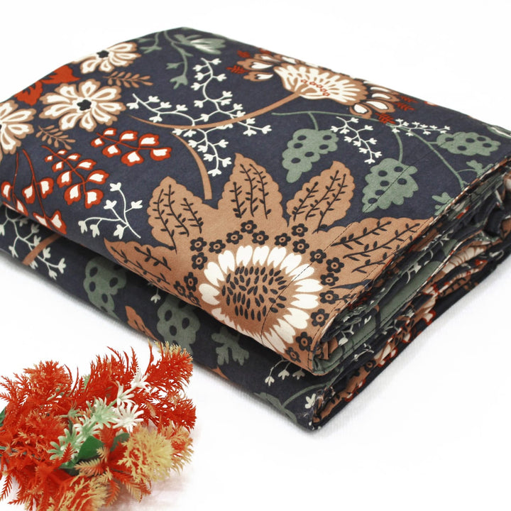 Cotton Microfiber Floral Reversible AC Dohar Blanket In Multicolor