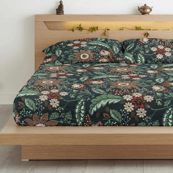 Floral 210 TC Flat bedsheet - Multicolor