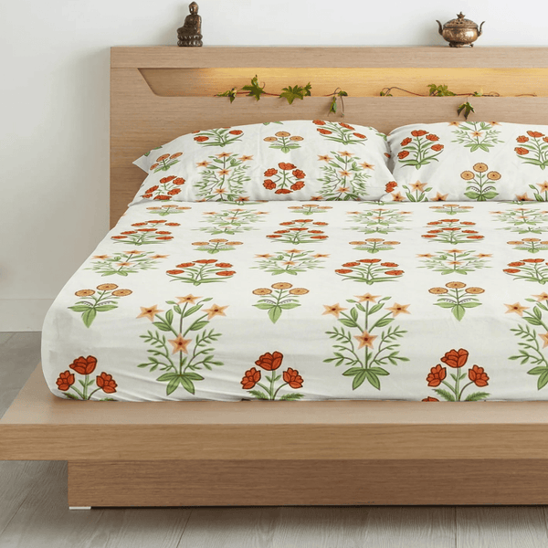 Floral 210 TC Flat bedsheet - Multicolor