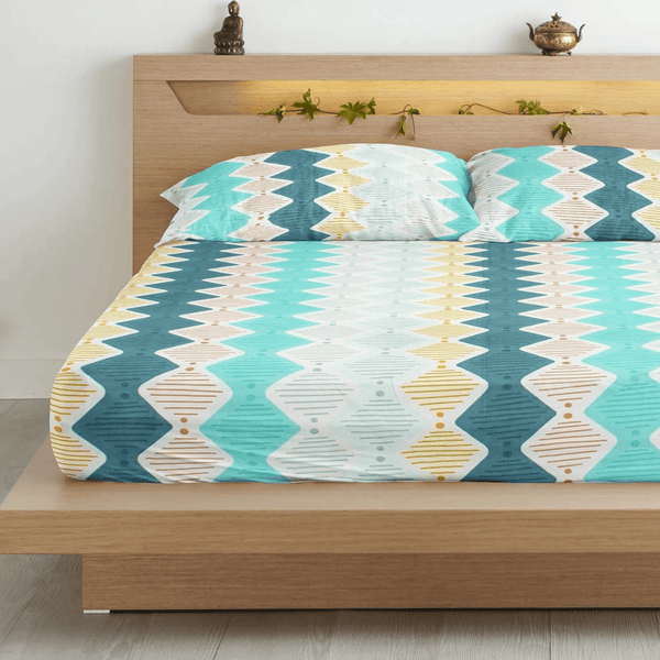 Geometrical 210 TC Flat Bedsheet -  Multicolor