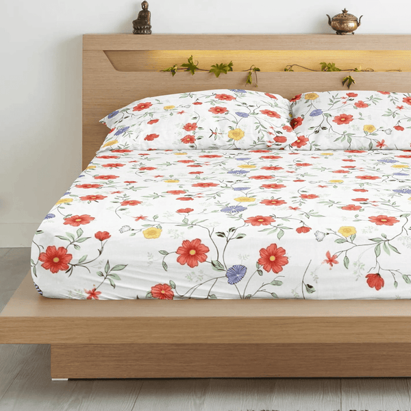 Floral 210 TC Flat Bedsheet -  Multicolor