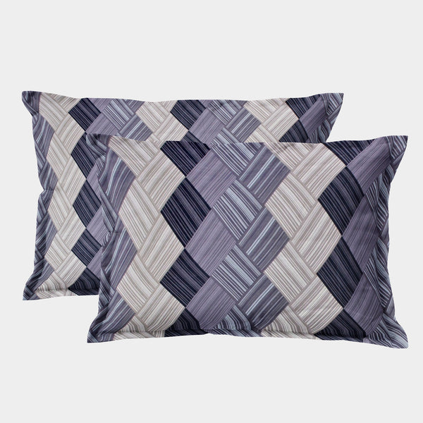 Printed Geometrical Set of 2 Pcs Pillow Cover - Purple