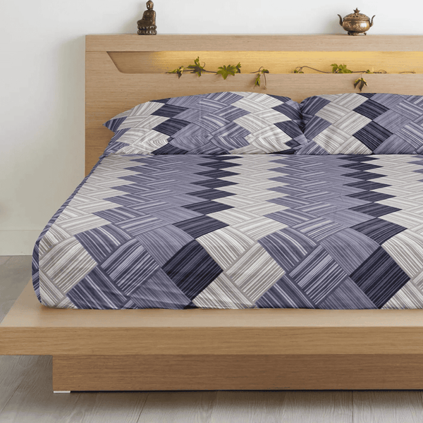 Geometrical 210 TC Flat Bedsheet -  Purple