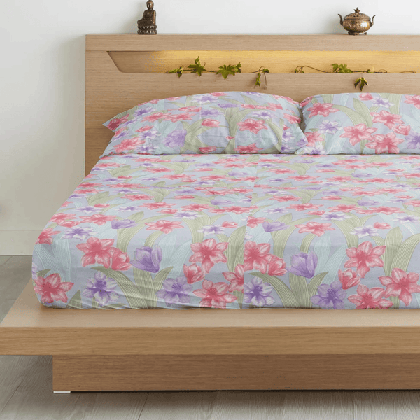 Floral 210 TC Flat bedsheet - Multicolor