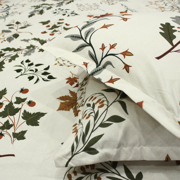 Floral 210 TC Fitted bedsheet -  Beige