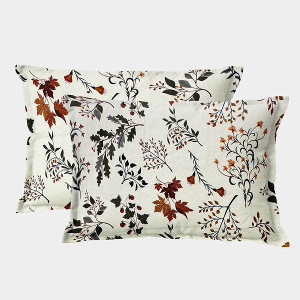 Printed Floral Set of 2 Pcs Pillow Cover - Beige