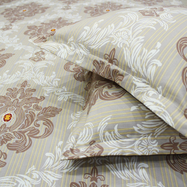 Damask 210 TC Fitted Bedsheet - Khaki