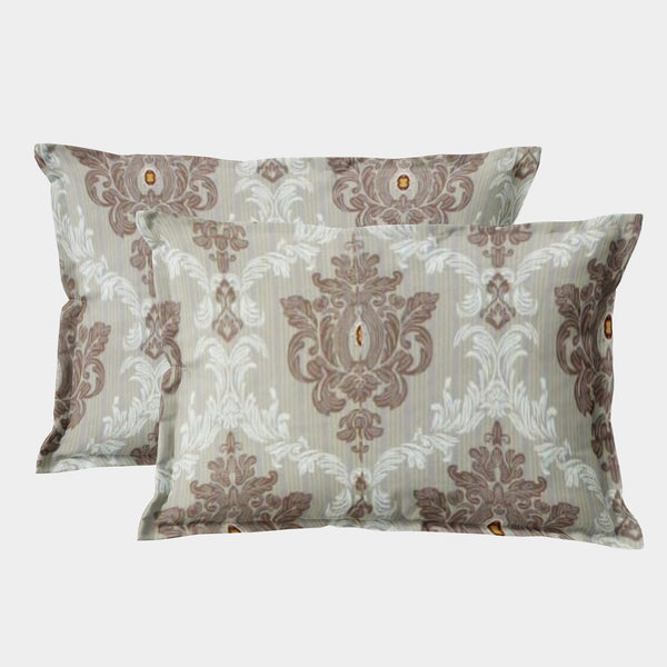 Printed Damask Set of 2 Pcs Pillow Cover - Khaki