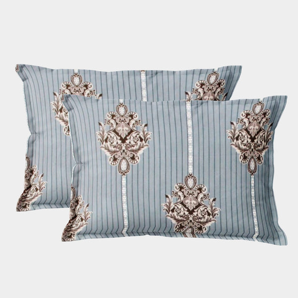 Printed Damask Set of 2 Pcs Pillow Cover - Blue